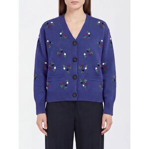 Marni Women Marni Virgin Wool And Cashmere Cardigan With Floral Embroidery
